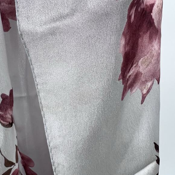 Vintage Ralph Lauren Silk Light Gray Pink Floral Roses Rectangle Scarf - Picture 6 of 9